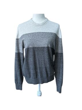 The Gap Mainstay Crewneck Sweater Grey Striped Colorblock Size Medium